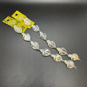 Clear Iridescent Glass BEADS ~ Twisted Oval Heart ~ Bead Landing ~ 2 Strands